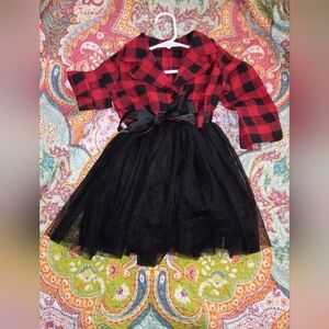 Red Plaid Jacket with Black Tulle Skirt